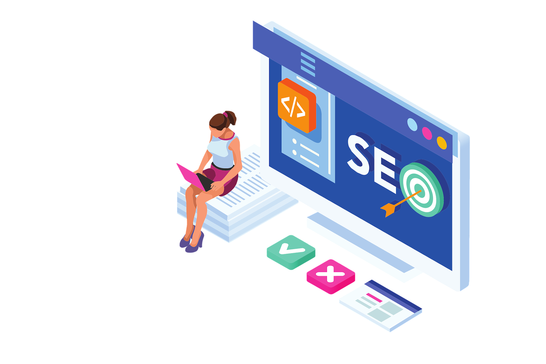 clip art of woman doing seo