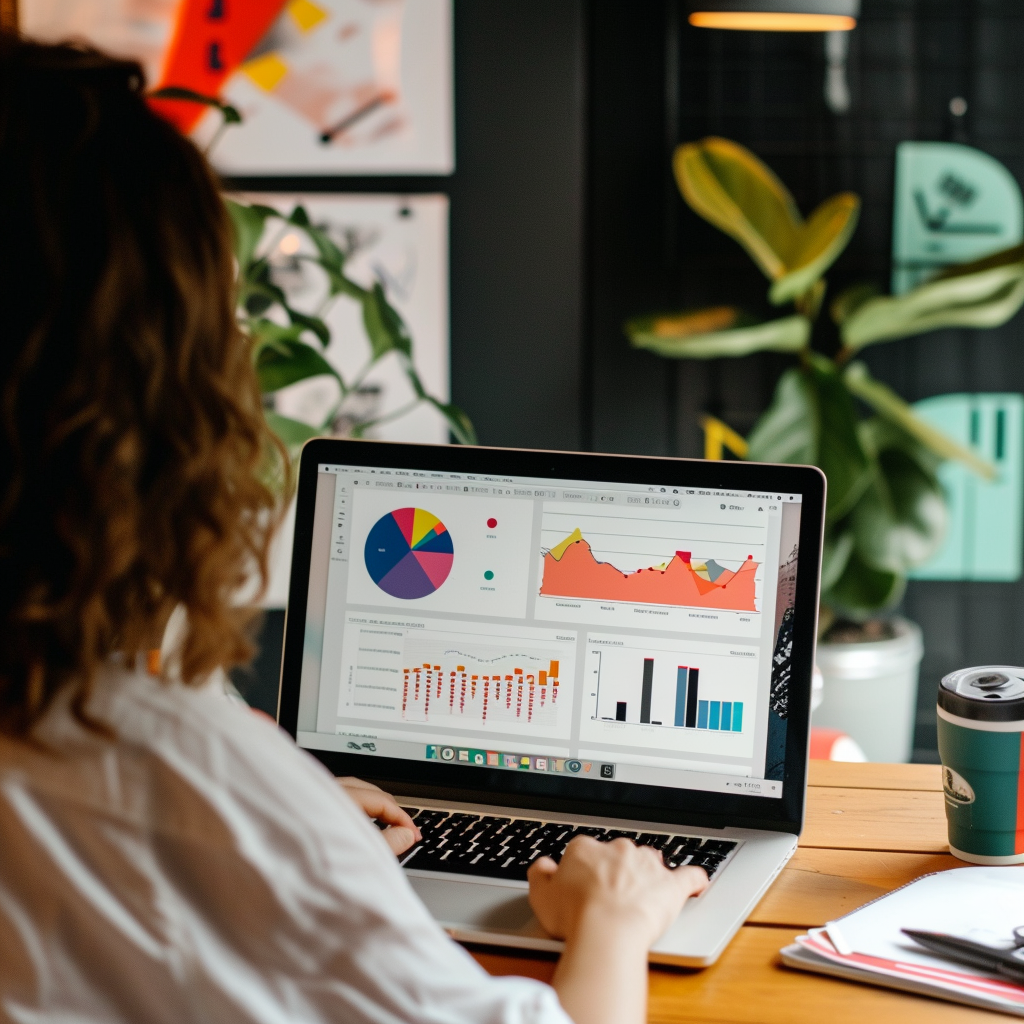 Person studying analytics dashboard on a laptop