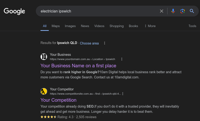 Search Results Screenshot