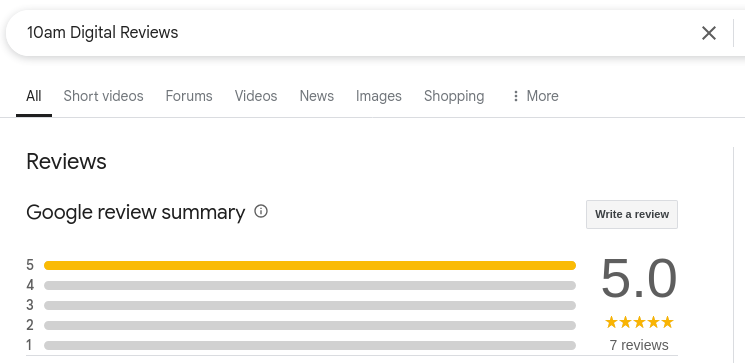 5 star reviews for 10am digital