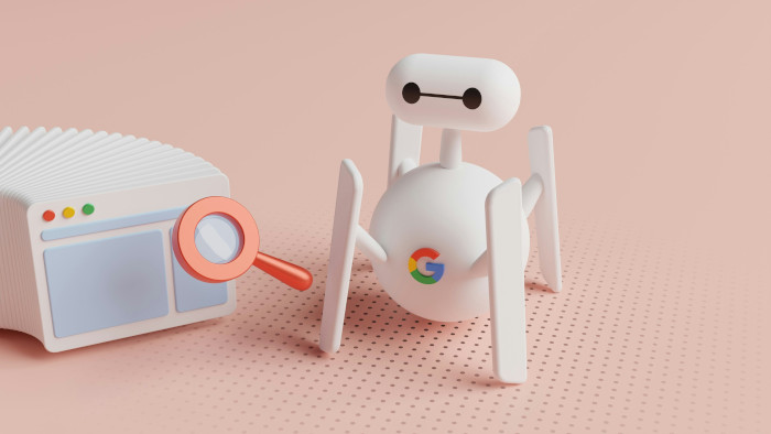 cute representation of google bot searching webpages
