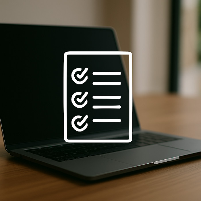 laptop with white checklist icon