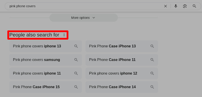 screenshot of words related to 'pink phone covers