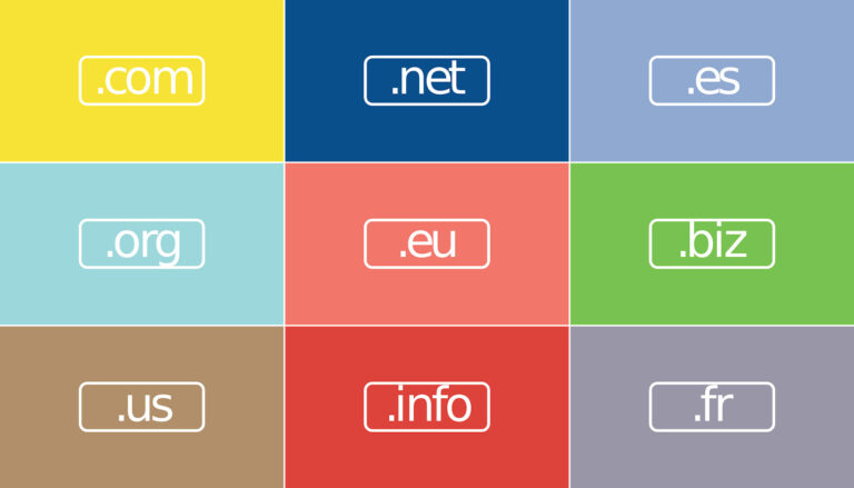 Graphic showing different domain name extensions