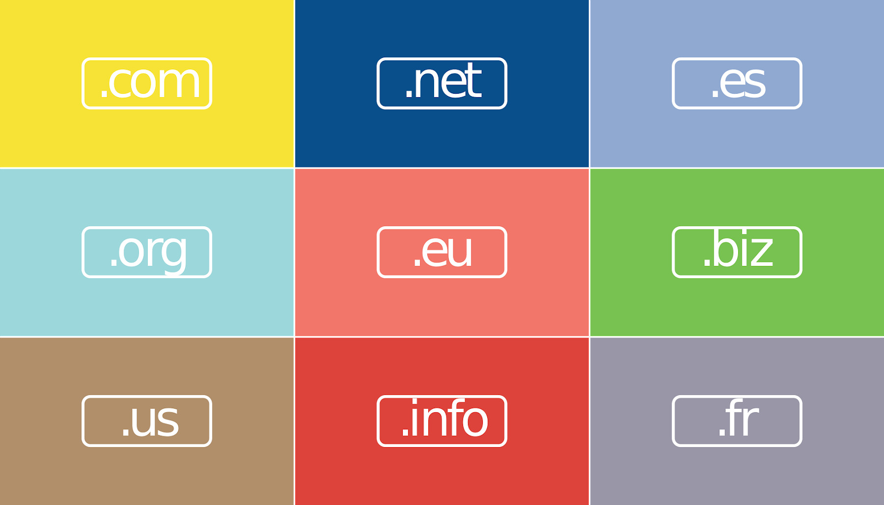 Graphic showing different domain name extensions